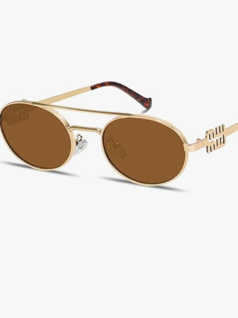 NEW MM Oval Metal Sunglasses for Women Gold /Gold - Picture 2 of 10